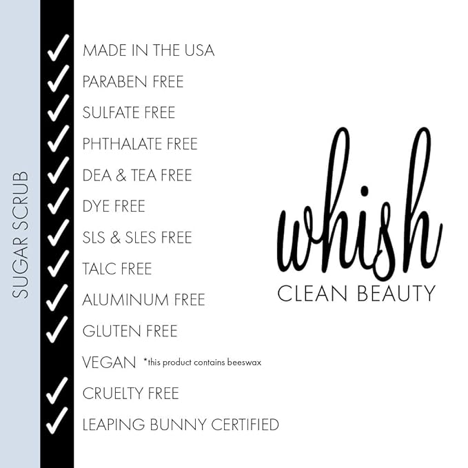 Whish Beauty Coconut Exfoliating Sugar Scrub - Body Scrub for Women - Brown Sugar Exfoliator with Raspberry, Aloe, & Shea Butter - Gentle on All Skin Types - Paraben & Sulfate Free - 8 oz