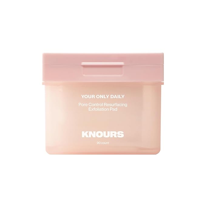 Knours Pore Control Exfoliating Korean Toner Pads | LHA for Sensitive Skin | Refine Textured Skin and Blemishes, Control Sebum, Tighten Pores | 90 Count | 175ml/5.9 fl.oz