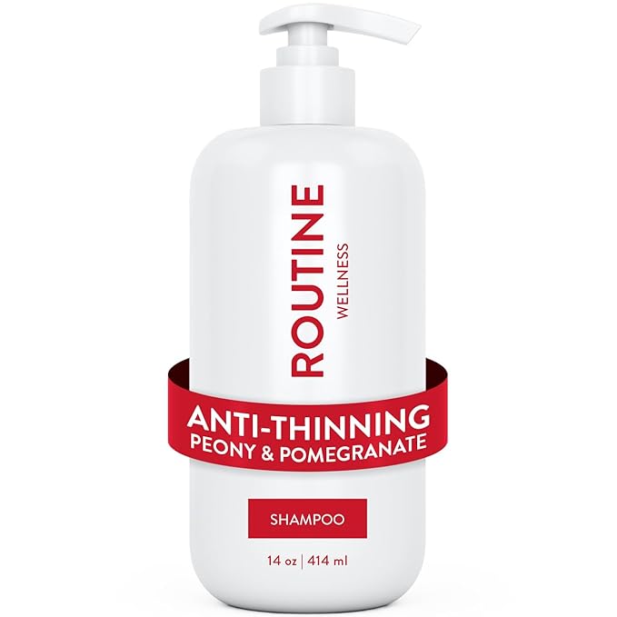 Routine Wellness Anti-Thinning Volumizing Shampoo for Thinning Hair & Hair Loss - Grow Your Confidence with Biotin & DHT Blockers - 14 oz - Peony & Pomegranate