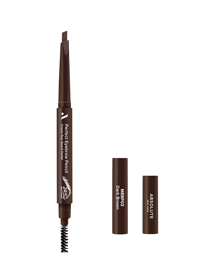Absolute New York Perfect Eyebrow Pencil Dual-Ended To Shape, Fill, and Define Eyebrows (MEBP03 Dark Brown Hard)