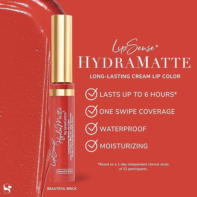 SeneGence LipSense HydraMatte Long-Lasting Liquid Lipstick – Beautiful Brick, 0.25 Fl Oz. Up to 6-Hour Wear. Waterproof. Transfer-Proof Cream-to-Matte. Hydrating. Vegan. Alcohol-Free.