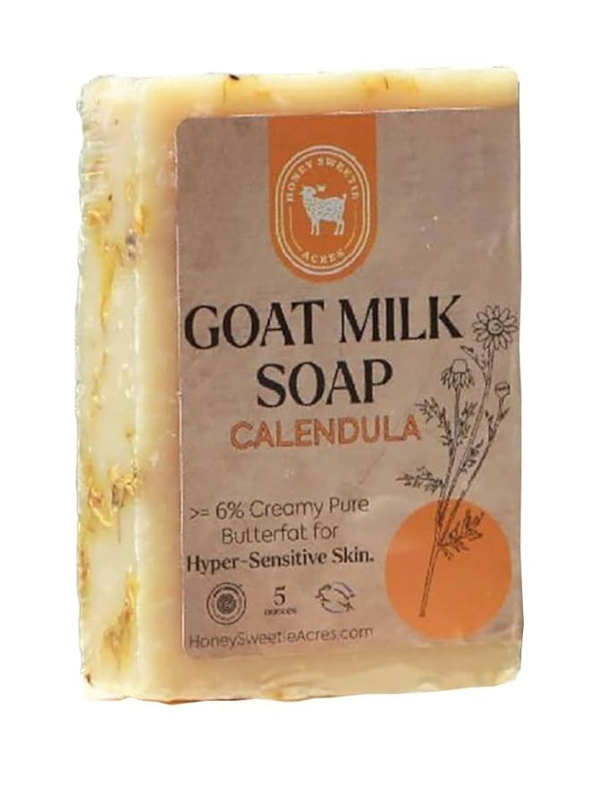 Honey Sweetie Acres Calendula Goat Milk Soap - Handmade 5 oz Bar, Made with Natural Ingredients, Moisturizing & Gentle, Made in the USA