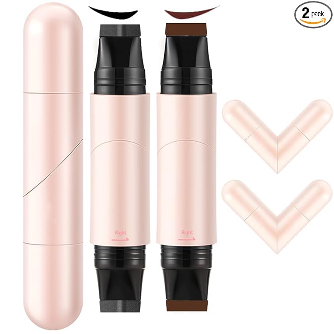 2 PCS Dual-Ended Eyeliner Stamp, Foldable Winged Liner Stamp, Easy to Apply Cat Eye Stamp with L/R Markings, Smudge-Resistant, Beginner-Friendly Winged Eyeliner (Black & Brown)