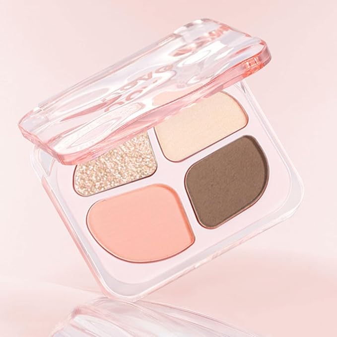 Matte Eyeshadow Palette, 4 Color High Pigment Blendable Eye Shadow Makeup For Older Women, Shimmer Eyeshadow Palette Makeup (04#, Pack of 1)