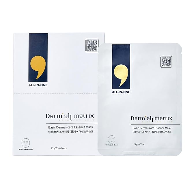 DERM·ALL MATRIX Basic Dermal-Care Essence Mask 25g x 10 sheets. Perfect adherence All-in-One Mask. Moisturizing. Soothing. Full of Moisturizing Essence. Give skin some rest.