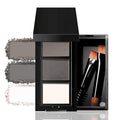FeiCuiYun 3 Colors Eyebrow Powder Kit for Women, Long-Lasting Waterproof Matte Brow Powder, Eye Brow Powder with 2 Double-ended Eyebrow Brush, Purse-Friendly Compact (A03#Black Tea, 1Pcs)