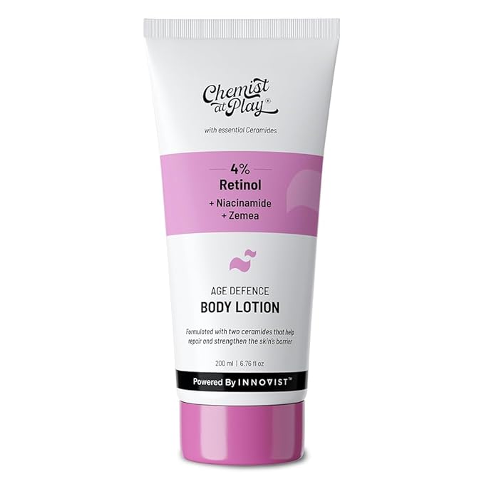 Chemist at Play Anti-Aging Body Lotion with 4% Retinol, Niacinamide & Zemea | Skin Brightening Lotion | Body Lotion for Dry & Oily Skin | Fights Visible Signs Of Aging | Nourshes Skin 7 fl oz.