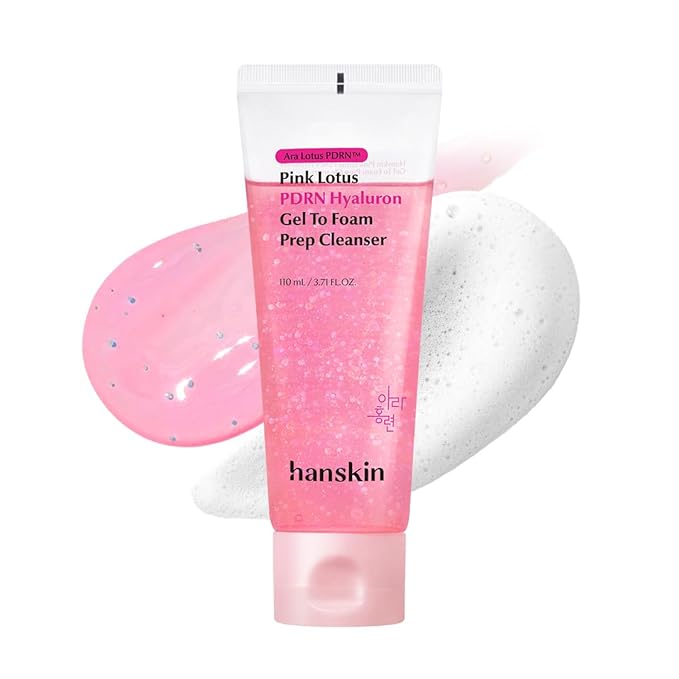 Hanskin PDRN Hyaluron Gel-to-Foam Prep Cleanser – 200,000ppm Vegan Pink Lotus PDRN Face Wash | Hydrating Low pH Cleanser for Glass Skin Glow, Smooth & Refined Skin | Korean Skincare 3.71 fl. oz.