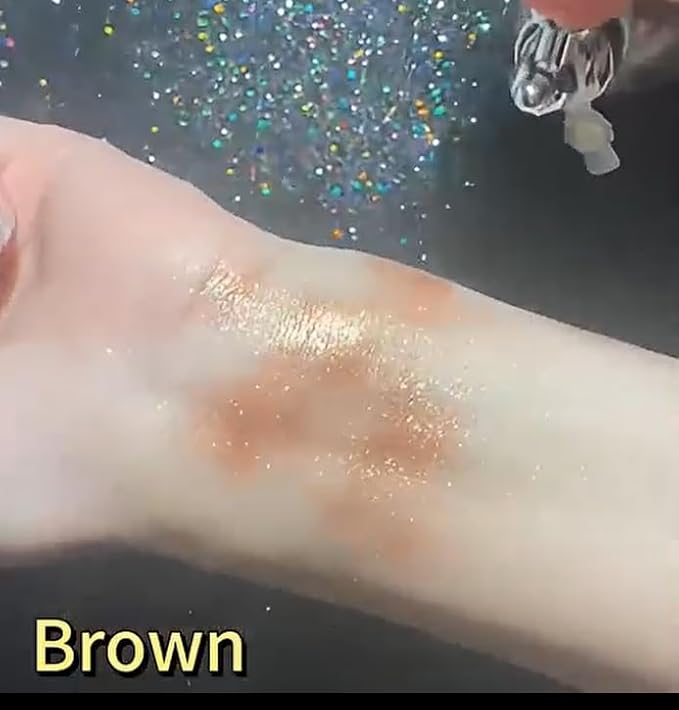 Body Glitter Spray, Hair Glitter Spray, Body Shimmer Powder, Face Glitter Highlighter, Glitter Spray, Body Shimmer Spray for Skin (Brown)