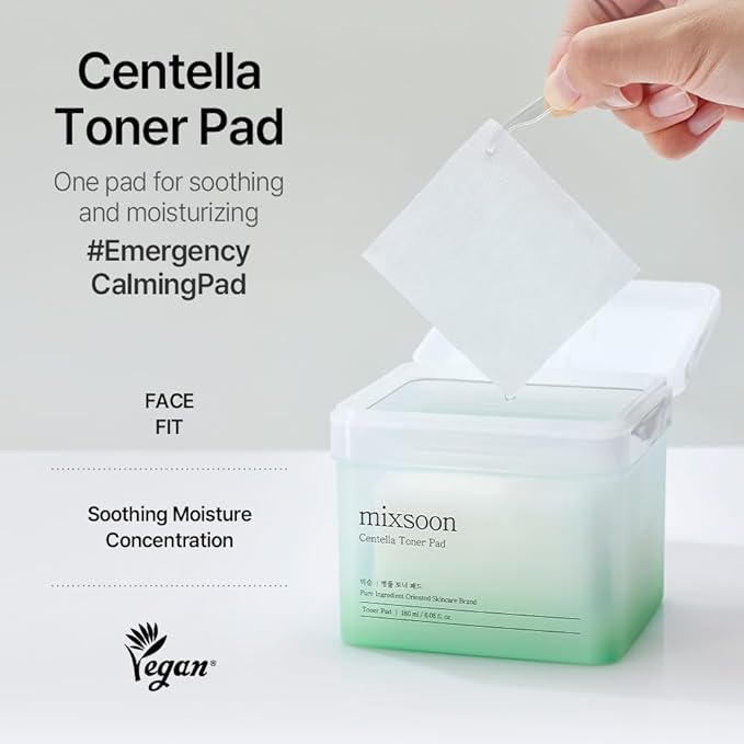 mixsoon Centella Asiatica Toner Pad-Soothing, Hydrating and Balancing Facial CICA Pads, Gentle Daily Care for Sensitive, Calm Skin 180ml / 6.08 fl.oz. (120 Sheets) Korean Glass Skin Care