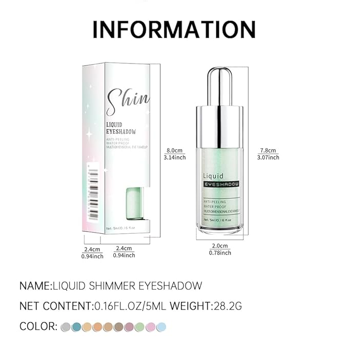 Mint Green Shimmer Liquid Eyeshadow, High Pigment Blendable Eye Makeup for Older Women, Long Lasting Lightweight Travel Friendly Buildable, Suitable for All Eye Shapes, Glitter Finish 08#