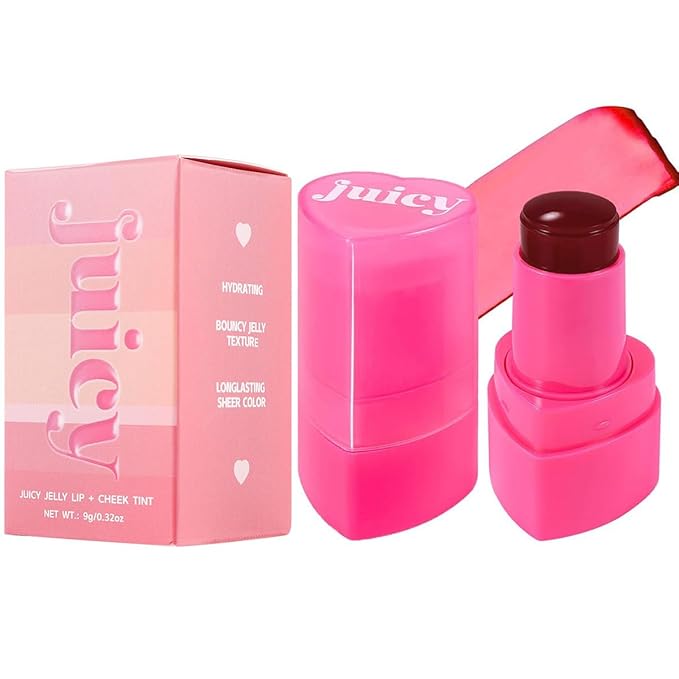 FYEBOO Cooling Water Jelly Tint Blush, Multi-Use Juicy Lip + Cheek Tint, Hydrating & Bouncy Jelly Texture, Long-lasting Sheer Color, 0.32 oz (# 07, 0.32 oz)
