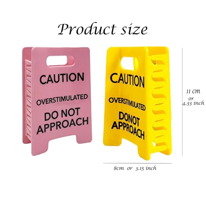 2PCS Excessive stimulation warning symbol hair clip, big yellow warning hair clip, persist partner I overstimulate, fun strong claw clamp (pink,yellow) large size