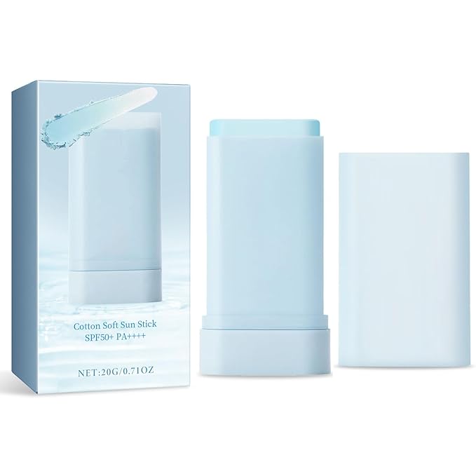 Cotton Soft Sun Stick SPF50+,Korean Skin Care Sunscreen Stick,Lightweight Hydrating Tinted Facial Sunscreen,Moisturizing Protector Solar Sunblock for Face and Body,Refreshing & Non-Greasy (1pc)