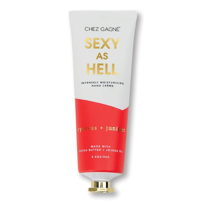 Chez Gagné Vegan Hand Cream for Dry Hands - Sexy As Hell - Cypress and Juniper 3.4oz Non-Greasy Moisturizing Hand Lotion - Made in California - Paraben, Sulfate & Phthalate Free - Funny Unisex Gift