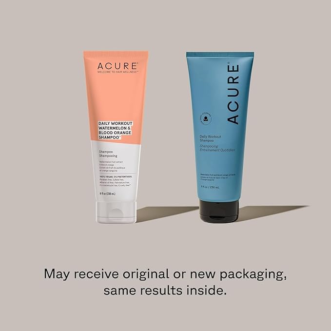 Acure Daily Workout Watermelon Shampoo & Conditioner - Lightweight Hydrating & Clarifying Shampoo and Conditioner for Women & Men w/Oily, Damaged Hair & Dry Scalp, Color Safe, Sulfate Free - 8 fl oz