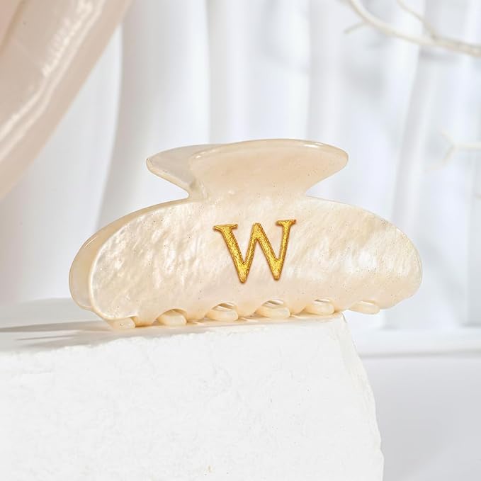 Acrylic Letter Hair Clips For Women Alphabet Hair Claw Initial Hair Clip Fashion Glitter Chic Monogram Claw Clip Hair Accessory Large Hair Clips W