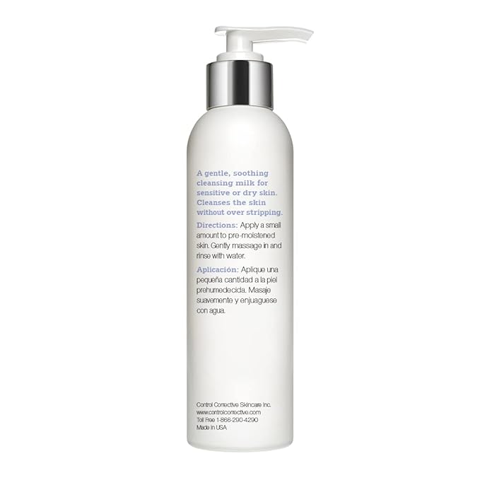 CONTROL CORRECTIVE Sensitive Skin Cleansing Milk, 6.7 Oz - Creamy, Calming Cleanser With Soothing Liden Flower, Gentle, Comfrey, Aloe Vera, Chamomomile Extracts, Removes Make-Up & Daily Build Up