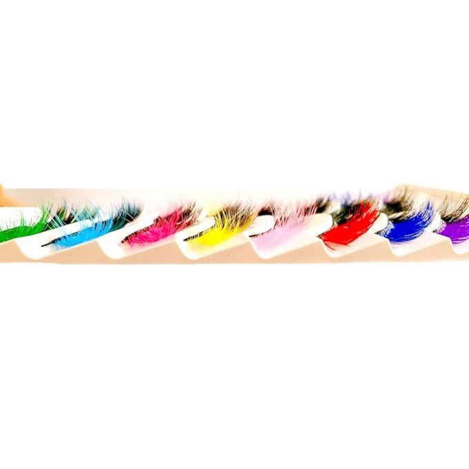 Sunniess Ombre Colored Lashes Silk Protein Fluffy Wispy Volume Fake Lashes for Halloweens Cosplay Party Stage Lashes with Color Make up Faux Mink False Eyelashes