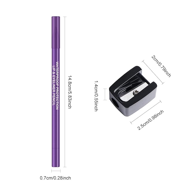 Ownest 3Colors Matte & Metallic Purple Gel Eyeliner Pen，Metallic-Finish Eyeliner Pencil Set for Women， Professional Eye Makeup Set - Colorful Eye liner with Sharpener