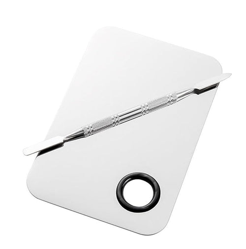 1 Set of Portable Small Square Makeup Mixing Palette, With Stainless Steel Durable Spatula Rod for Liquid Cream Foundation Mixing Tray Beauty Tools (Small square color palette)