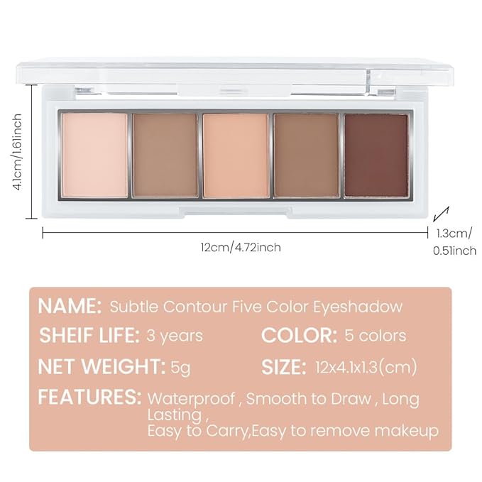 CAKAILA 5 Colors Matte Eyeshadow Makeup Palette,Nude Pink Light Dark Brown Taupe Natural Neutral Eye Shadow Palette,Long Lasting Waterproof Naturing-Looking Women Girls Eye Shadow