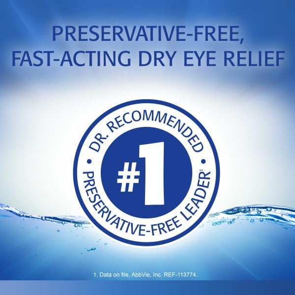 Refresh Optive Lubricant Eye Drops For Dry Eyes, Preservative-Free, 0.01 Fl Oz Single-Use Containers, 60 Count