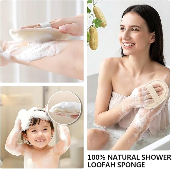 Natural Loofah Sponge Exfoliating Body Scrubber, Body Scrubbers for Shower,Made with Eco-Friendly and Biodegradable Shower Luffa Sponge - 2 Count (1 Pack)