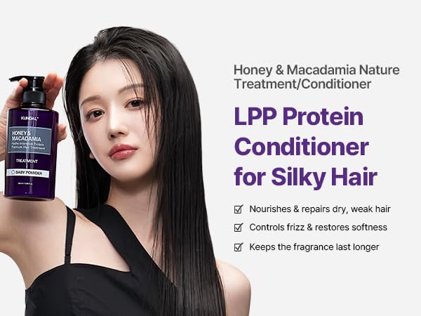 KUNDAL Honey & Macadamia Natural Conditioner [White Musk] Korean Hair Care Damage Repair, Deep Hydration, Long Lasting Fragrance, with Honey, Argan Oil, Macadamia Oil 16.9 fl oz