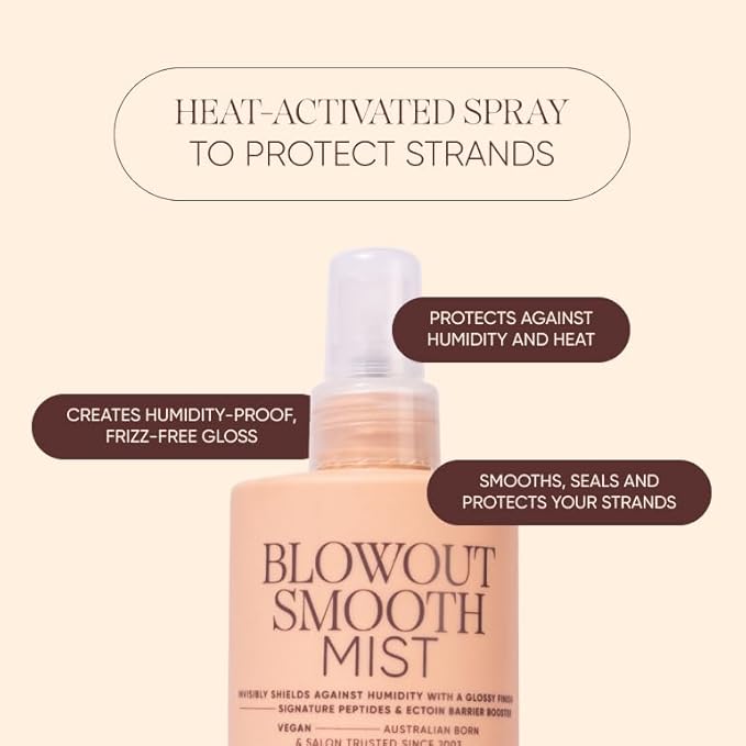 NAK Signature Blowout Mist Heat Protectant Spray 250ml - Anti-Frizz & Humidity Control for All Hair Types with Peptide Complex & Natural Oils
