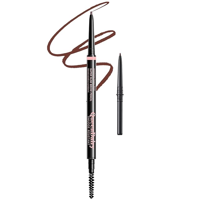 Replaceable Eyebrow Pencil, Ultra Fine 1.5mm Tip Draws Tiny Brow Hairs, Long Lasting & Budgeproof, Waterproof Brow Pencil Built-in Spoolie Brush (Caramel Brown)
