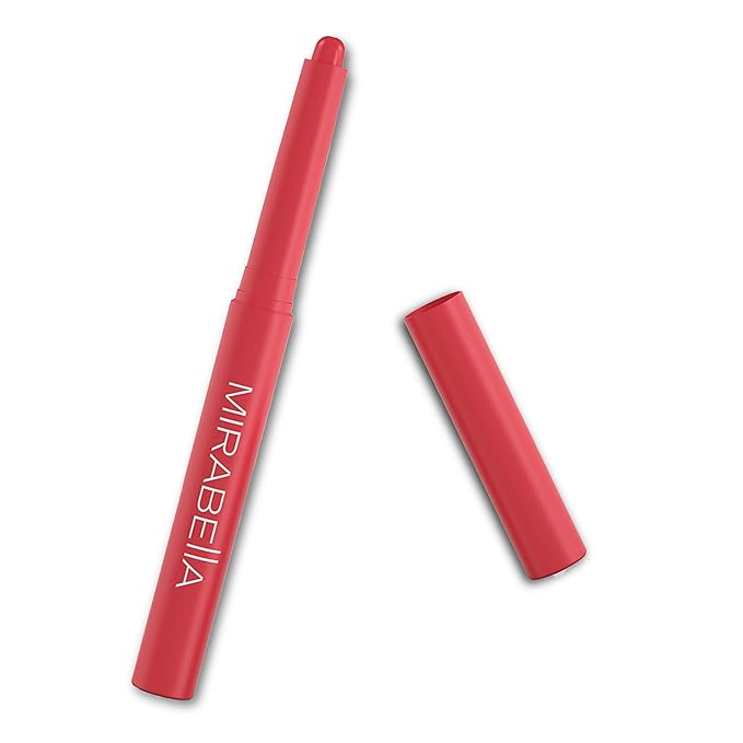 Mirabella - Velvet Matte Lip Crayon, Retractable Highly-Pigmented 2-in-1 Makeup, Long-Lasting Hydrating Lipstick Crayon + Lip Liner, Moisturizing Cream-to-Matte Lipcare Formula, Sunset Coral
