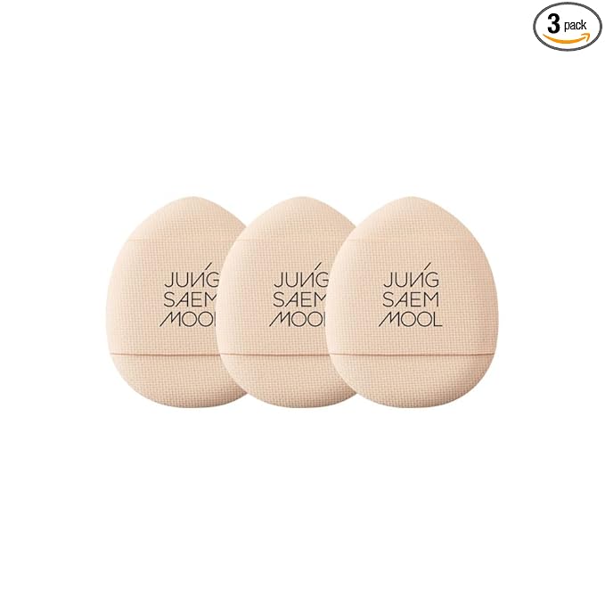 JUNG SAEM MOOL Skinny Tap Puff 3pcs, Mini Precision Puff for Concealer and Touch-Up, Ultra-Slim Fitting Makeup Sponge for Seamless Coverage Around Nose Eyes Lips, Korean Beauty Tool
