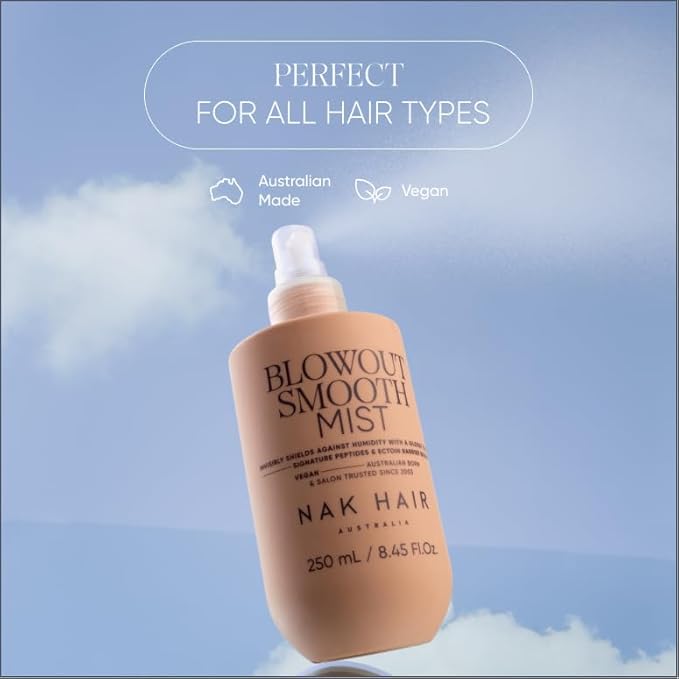 NAK Signature Blowout Mist Heat Protectant Spray 250ml - Anti-Frizz & Humidity Control for All Hair Types with Peptide Complex & Natural Oils