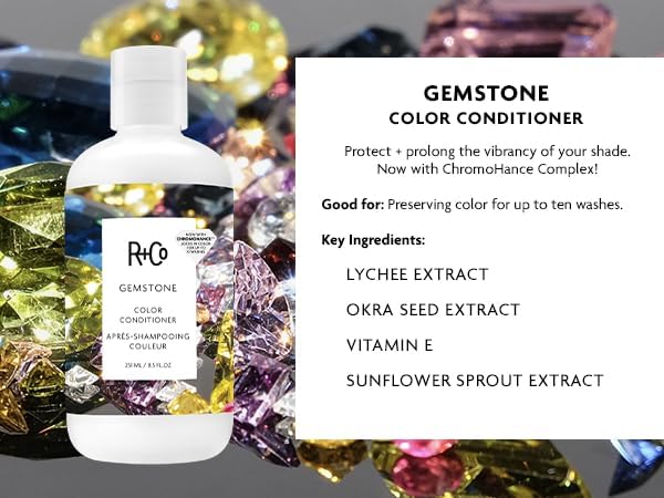 R+Co Gemstone Color Shampoo and Conditioner Set – Color Protection for Vibrant, Fade-Resistant Hair – Hydration, Shine & Sealed Split Ends – Sulfate-Free, Vegan & Cruelty-Free – 8.5 oz 2PK + Sample