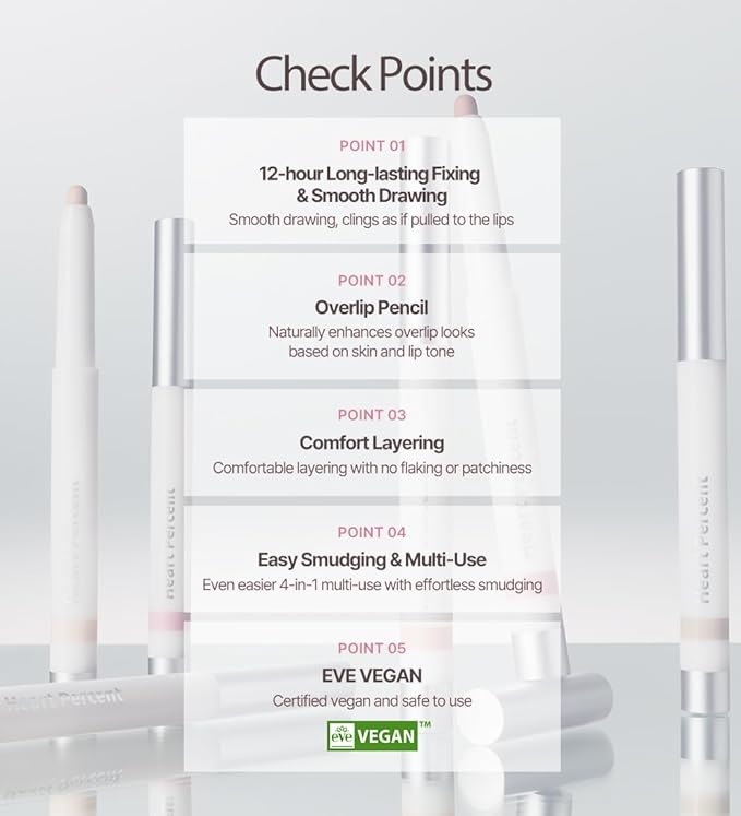 Heart Percent Dote On Mood Lineproof Lip Pencil, 12hr Long-Lasting Moderately Pigmented Creamy OverLip Crayon Waterproof Smooth Retractable Vegan Lip Liner Pencil 0.8g, #06. Muted Peach