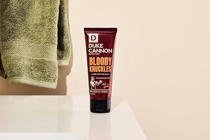Duke Cannon Bloody Knuckles Hand Repair Balm - Unscented Moisturizing Cream, Non-Greasy Lanolin Formula for Dry, Cracked Hands, 3 oz. (Travel Size)