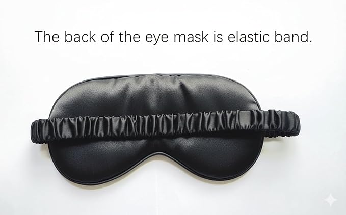 [1 Pack] QSYW Sleep Masks, Satin Eye Mask for Sleeping - Silky Eye Masks Bulk with Storage Bag & Elastic Strap,Black