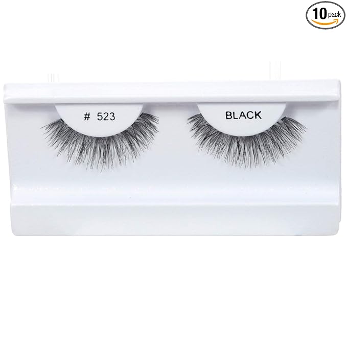 10 Pairs 100% Human Hair False Eyelashes Natural Black # 523