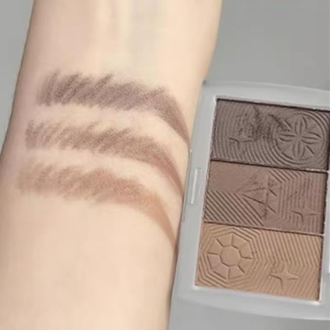 Eyebrow Powder Makeup Set - 3-Color Eyebrow Palette, Long-Lasting Eyebrows, Dark/Light Brown Eyebrow Powder, Fills and Shapes Perfect Brows for Women
