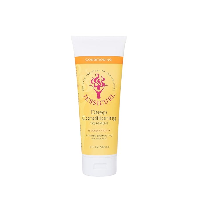 Jessicurl, Deep Conditioning Treatment, Island Fantasy, 8 Fl oz. Deep Conditioner for Dry Damaged Hair, great Anti Frizz Hair Mask and Leave in Conditioner for Curly Hair