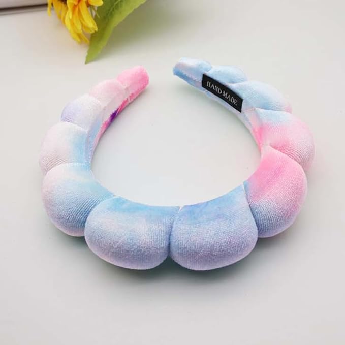 Spa Headbands Puffy Makeup Skincare Headbands for Washing Face or Facial, Terry Cloth Fabric Hairbands for Makeup Removal Shower Skin Treatment(Colorful)