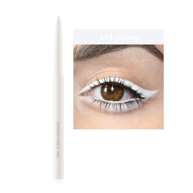 Eyeliner Pencil, Waterproof Eyeliner Long-lasting, White Eyeliners, High-Pigmented Colorful Eyeliners Easy To Use Eye Liner Pen for Women, White