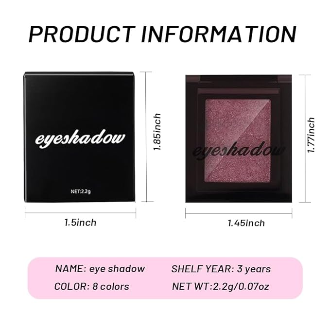 WanTuoluo Sparkly Eyeshadow Palette for Women, Single Monochrome Eye Shadow Makeup, Shiny Pressed Cream Powder, Blendable Natural sombras para ojos, Holographic,Vegan,Travel (04-Glitter-Rose Pink)