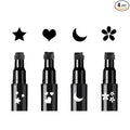 Face Stamp & Eyeliner Set, 4 PCs Black Shape Stamps and Felt Eye Liners, Dual ended 2-in-1 Eye Makeup Pen