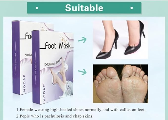 HODAF Foot Peel Mask 2 Pack Peeling Foot Mask - Repairs Heels & Removes Dry Dead Skin Baby Soft Feet - Men Women Exfoliating Foot Peel Mask for Dry Cracked Feet Callous Remover (Lavender)