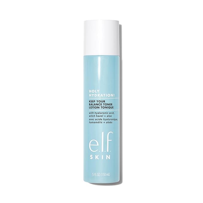 e.l.f. Keep Your Balance Toner, Gentle, Refreshing, Removes Makeup & Impurities, Hydrates, Cleanses, Soothes, Infused with Hyaluronic Acid, Witch Hazel and Aloe, 5.07 Fl Oz