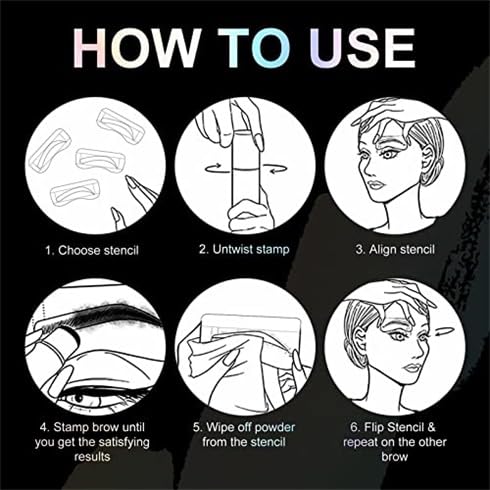 Eyebrow Stamp & Eyebrow Stencil Kit, Eye Brow Stencil Kits with Eyebrow Brush, Long-Lasting Waterproof & Smudge-Proof Eyebrow Shaping Kit with 24PCS Thin & Thick Eyebrow Stencils (Dark Brown)
