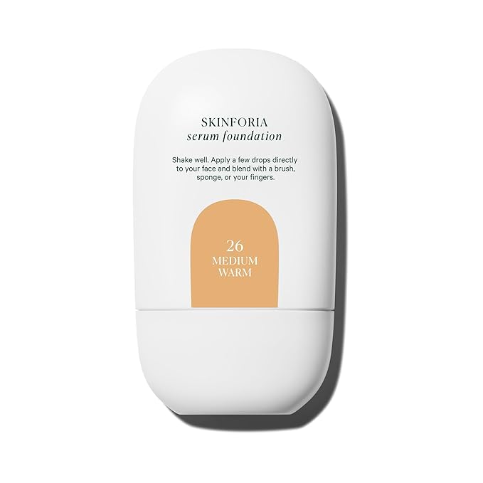 Well People Skinforia Serum Foundation, Lightweight Tinted Formula Hydrates, Smooths, and Evens Skin Tone with Birch Sap and Mushroom Complex, Long-Lasting, Natural Finish, 26 Medium Warm