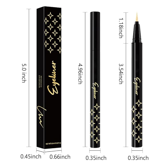 evpct 1Pcs Gold Glitter Sparkling Liquid Eyeliner, Metallic Shimmer Light Silver Eyeliner Liquid Eye Liner Eyeshadow Pencil Face Body Glitter Makeup, Longwear Waterproof, Fake Eyelashes Mascara